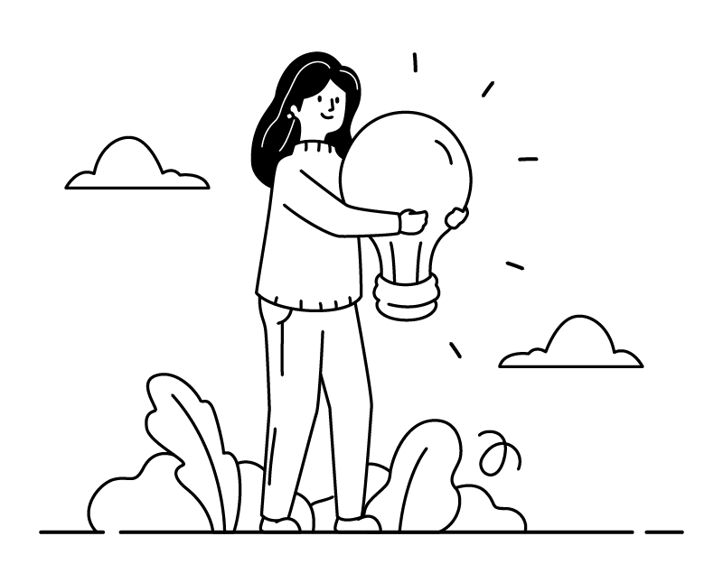 Figure with lightbulb — insight and ideas
